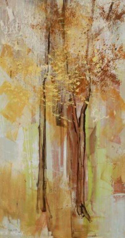 Appraisal: Mixed media painting on Masonite Abstract Trees signed lower left