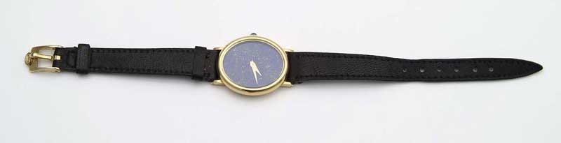 Appraisal: K YELLOW GOLD LADIES CONCORD WRISTWATCH Oval blue lapis lazuli