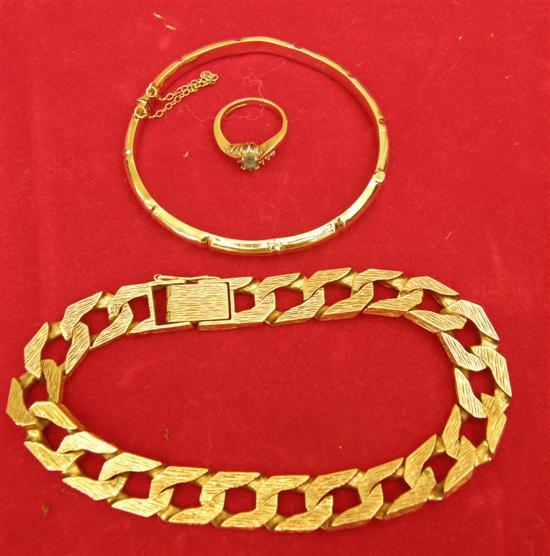 Appraisal: ct gold bracelet ct gold bangle and a ring