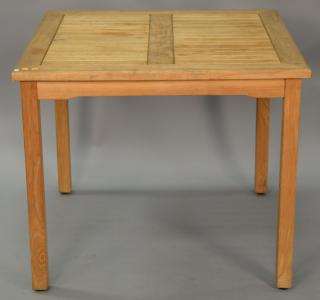 Appraisal: Regal teak outdoor table top x Regal teak outdoor table