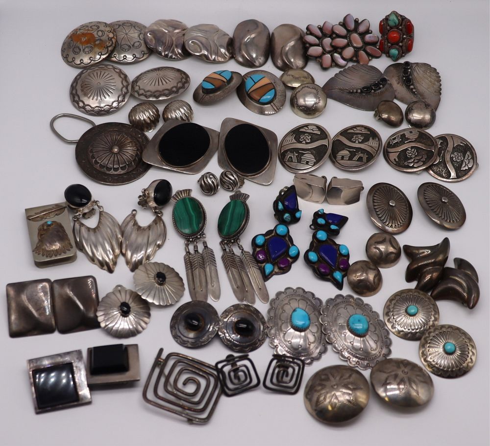 Appraisal: JEWELRY Assorted Southwest Jewelry Grouping Includes a pair of Mexican