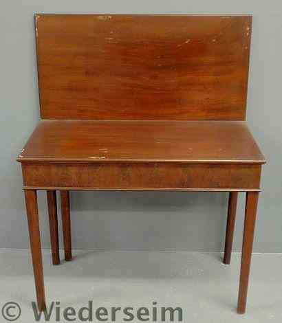 Appraisal: English mahogany flip-top five-leg card table c h x w