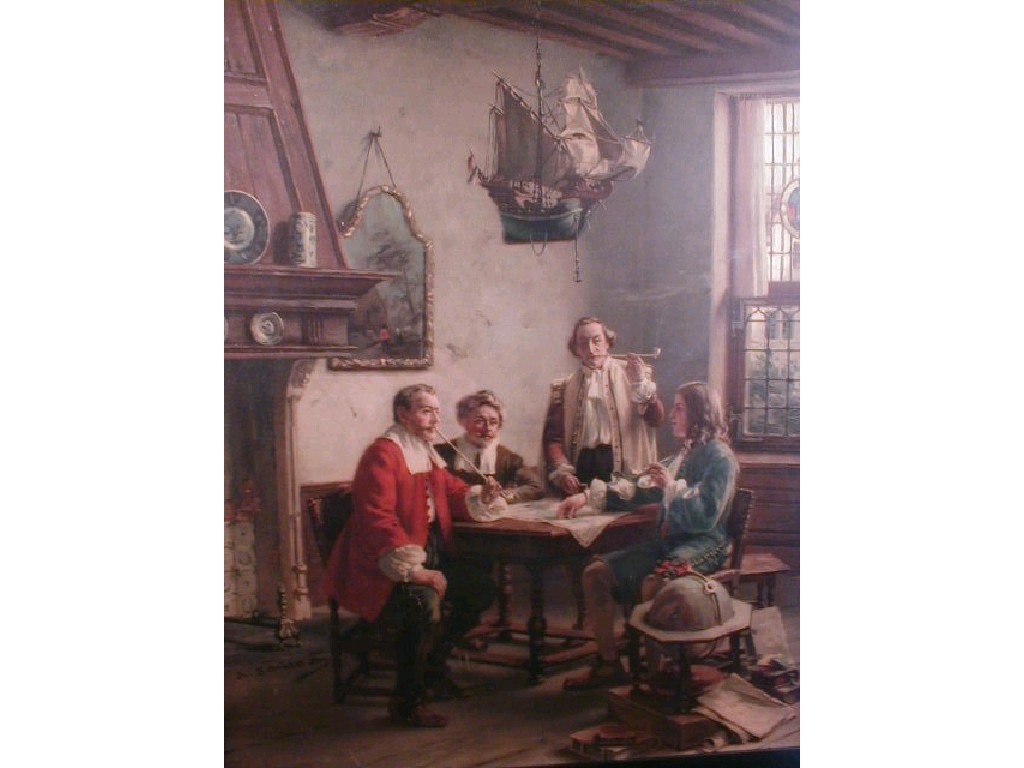 Appraisal: After A Shroder A gilt and glazed interior scene lithograph