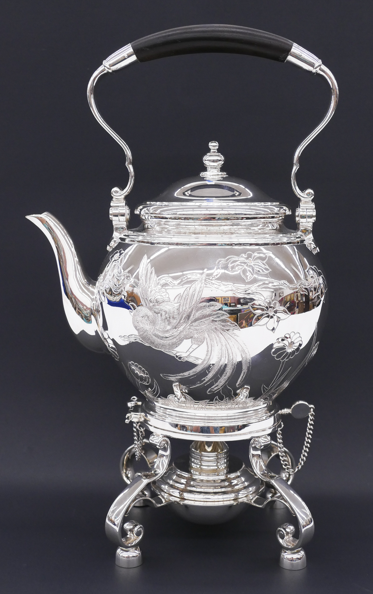 Appraisal: Tiffany Co ''Audubon'' Sterling Hot Water Kettle on Stand ''x