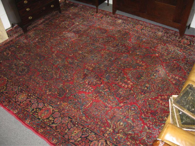 Appraisal: Room Size Antique Sarouk Carpet deep wine red field all