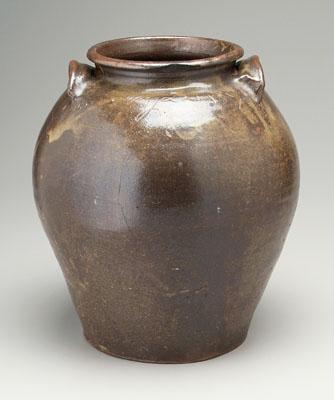 Appraisal: Edgefield jar dated ovoid with two large lug handles mottled