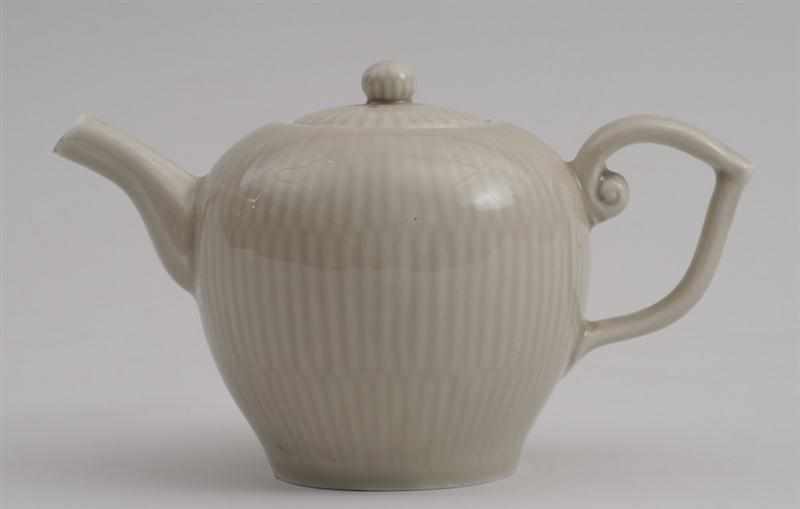 Appraisal: MEISSEN CELADON-GROUND FLUTED TEAPOT AND COVER Circa - with scroll