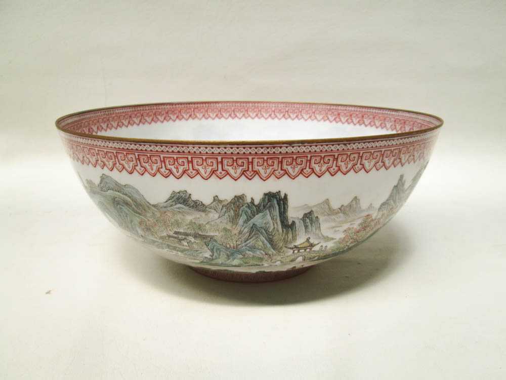 Appraisal: CHINESE EGGSHELL PORCELAIN BOWL the interior featuring a dragon motif