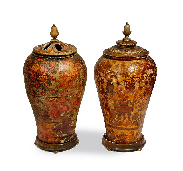 Appraisal: A PAIR OF SIMILAR ORIENTAL FLOOR VASES of inverted baluster