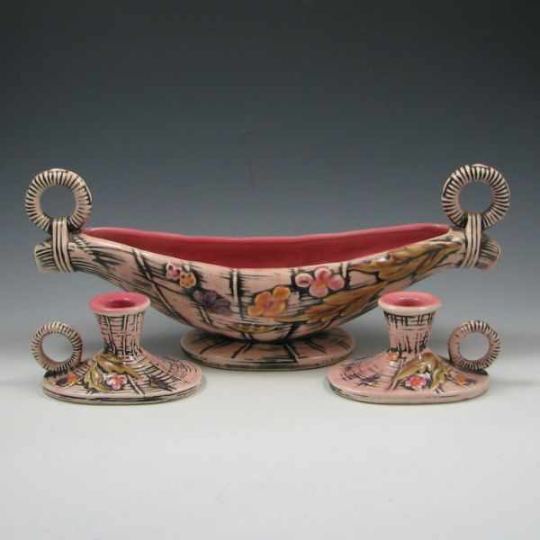 Appraisal: Hull Blossom Flite console set with a T bowl and