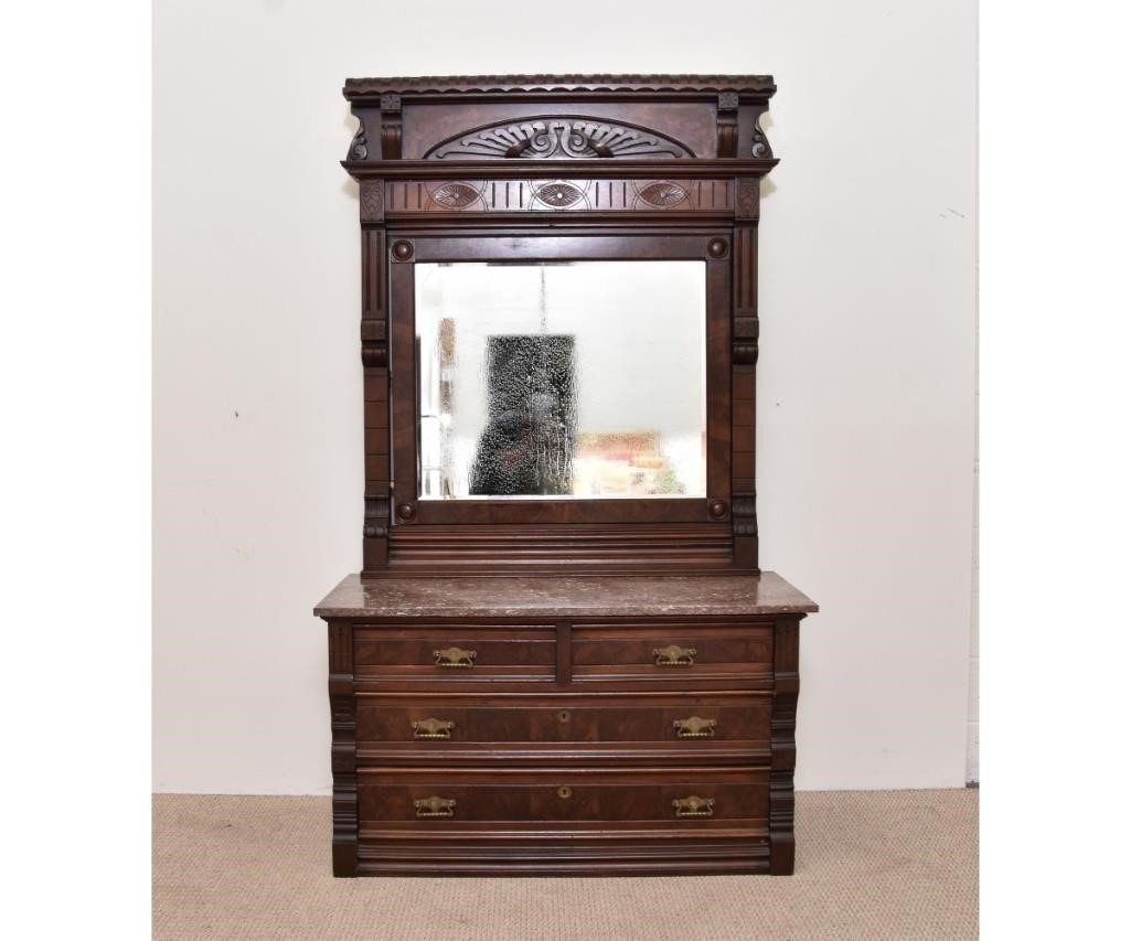 Appraisal: Victorian walnut dresser circa with beveled glass mirror and Tennessee