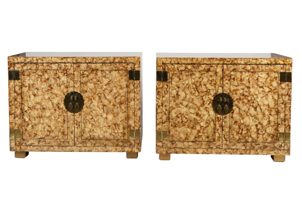 Appraisal: PAIR OF CONTEMPORARY SIDE CABINETSwood with faux burl finish each