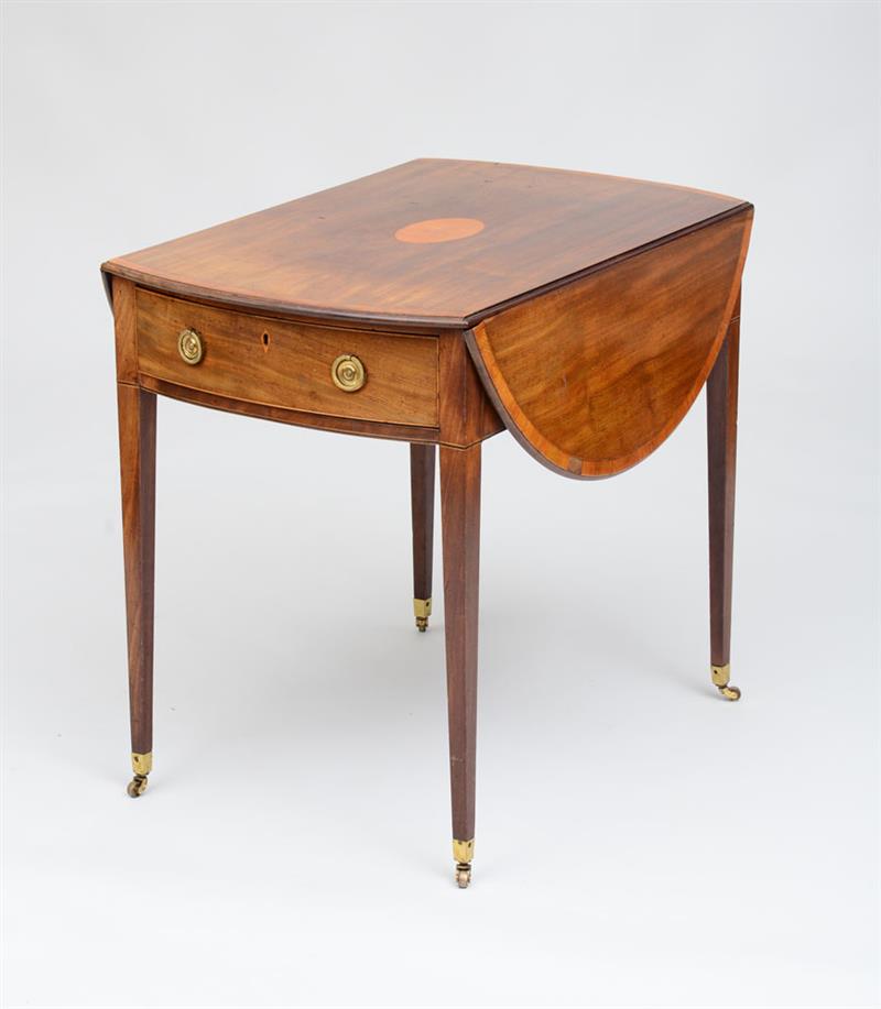 Appraisal: GEORGE III INLAID MAHOGANY PEMBROKE TABLE Fitted with one drawer