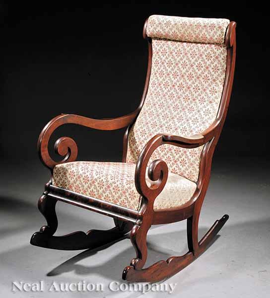 Appraisal: An American Late Classical Mahogany Lincoln Rocker mid- th c