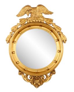 Appraisal: Federal Style Giltwood Eagle Crest Bullseye Mirror American West Virginia