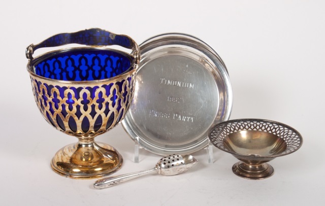 Appraisal: Six American silver table articles containing three Schofield coasters Graff