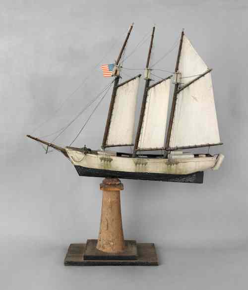 Appraisal: Painted wood and tin ship model late th c h