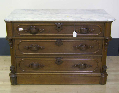 Appraisal: Victorian marble top bureau h w