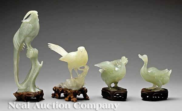 Appraisal: A Group of Four Chinese Carved Pale Green Hardstone Figures