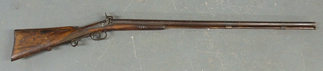 Appraisal: - Double barrel percussion shotgun with engraved stock hammers engraved