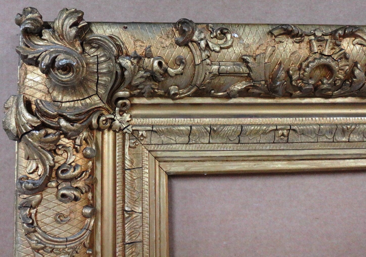 Appraisal: A th century gilt plaster frame with foliate decoration aperture