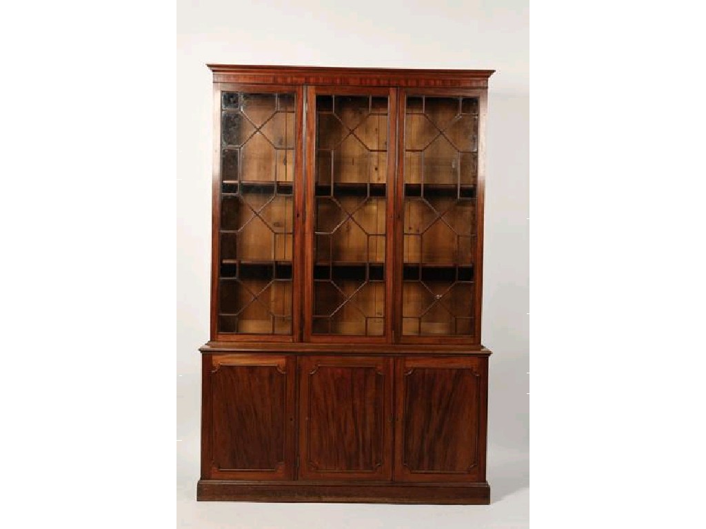 Appraisal: A GEORGE III MAHOGANY LIBRARY BOOKCASE the upper section with