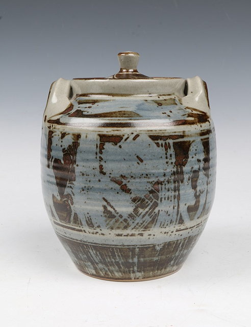 Appraisal: Harry Davis British - at Crowan PotteryPot and coverbrushwork motifsimpressed