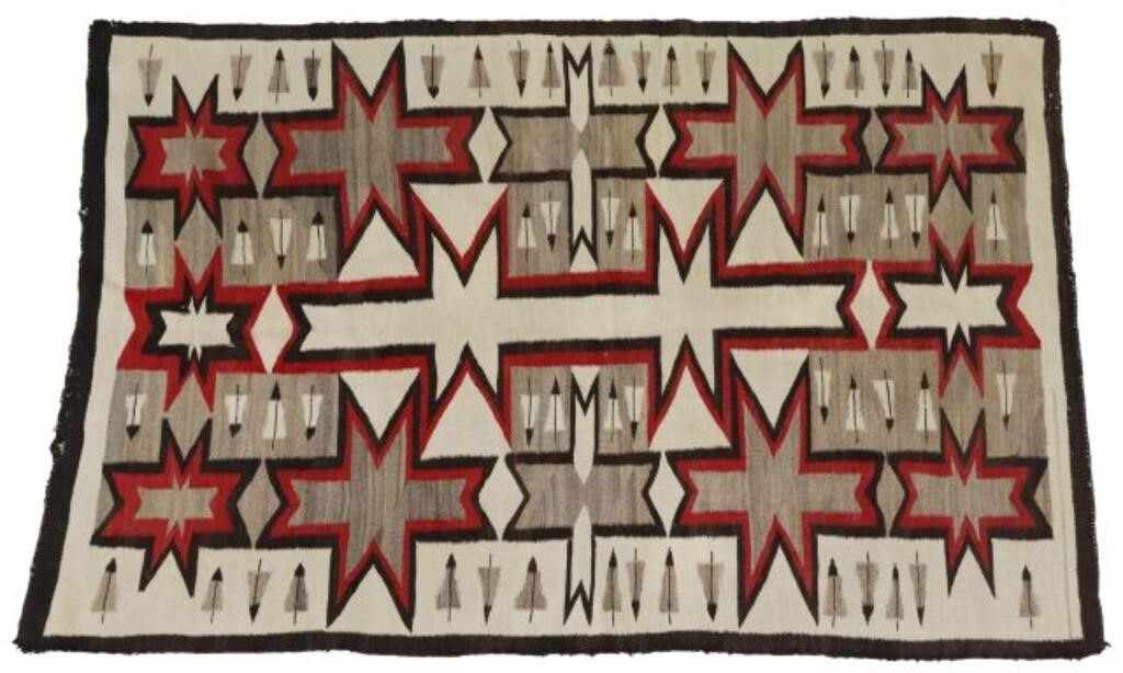 Appraisal: Native American pictorial Vallero Star rug Navajo with feather motifs