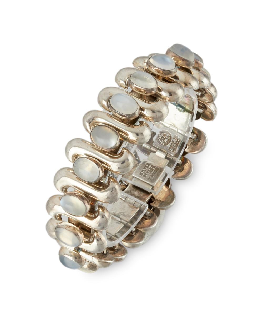 Appraisal: An Antonio Pineda silver and moonstone bracelet Circa - Taxco