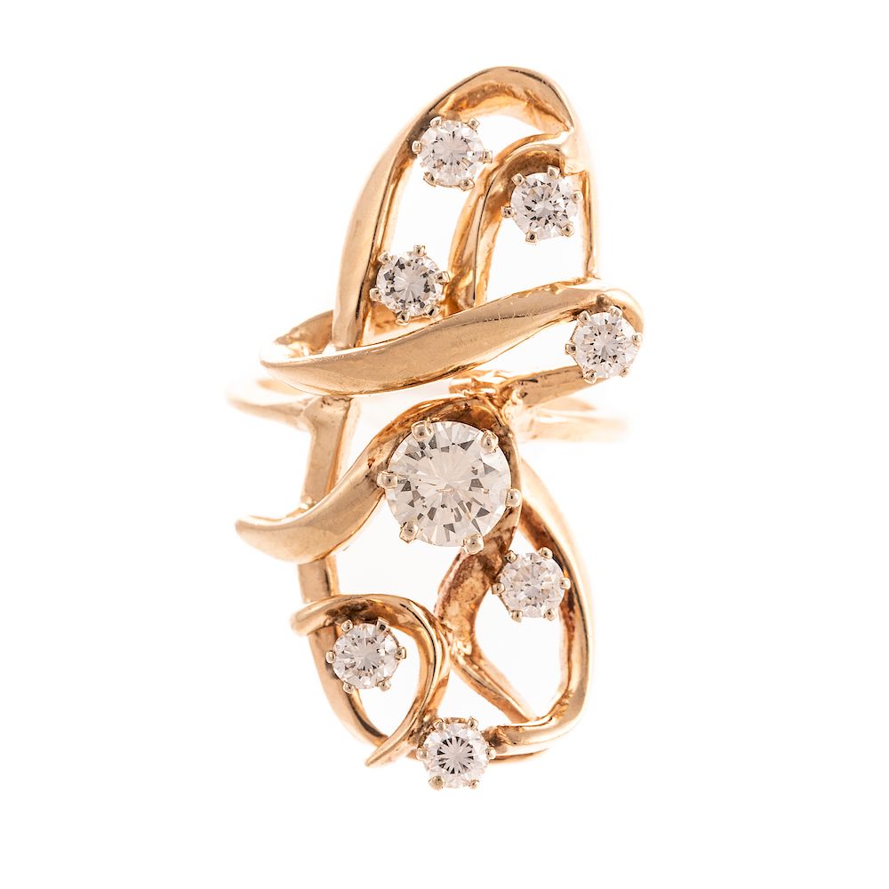 Appraisal: A Ladies Freeform Diamond Ring in K K yellow gold