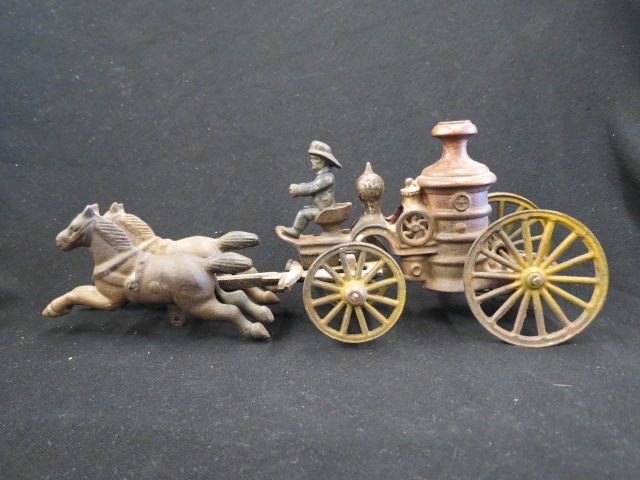 Appraisal: Cast Iron Toy Horse Drawn Wagon long