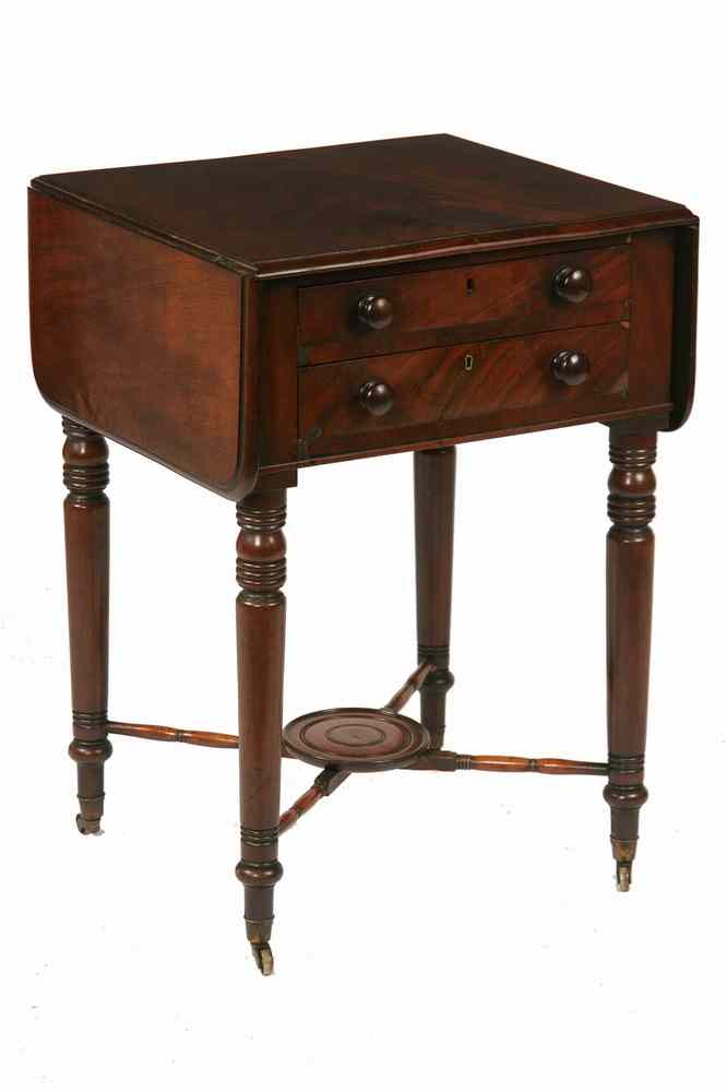 Appraisal: TWO-DRAWER WORKSTAND - th c Two Drawer Dropleaf Workstand with