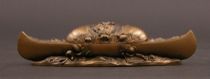 Appraisal: Art Nouveau Canoe Double Inkwell Oriental styled canoe shaped double