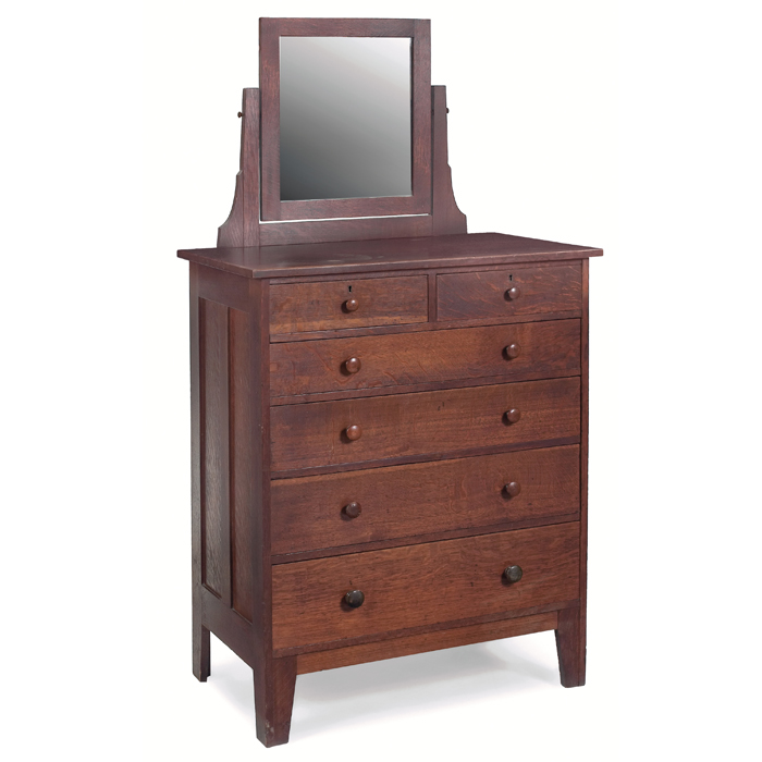 Appraisal: Stickley Brothers chest of drawers adjustable mirror at top overtwo