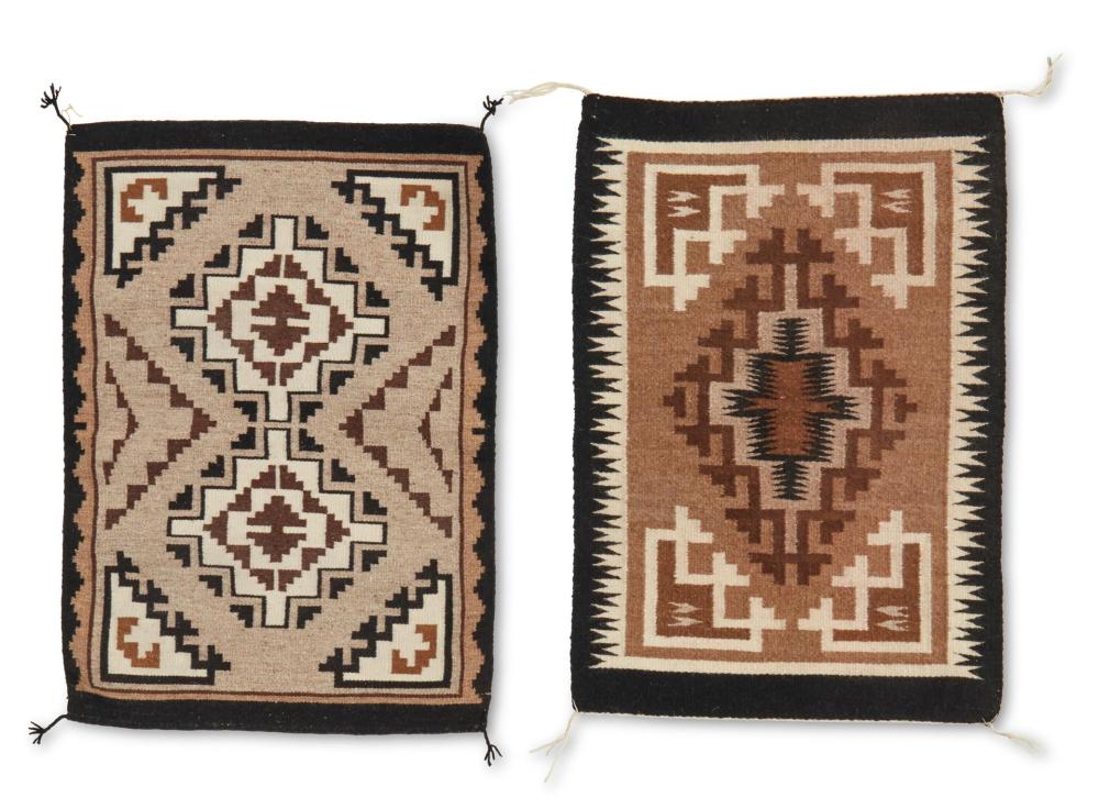 Appraisal: Two Navajo Two Grey Hills table mats Mid Late th