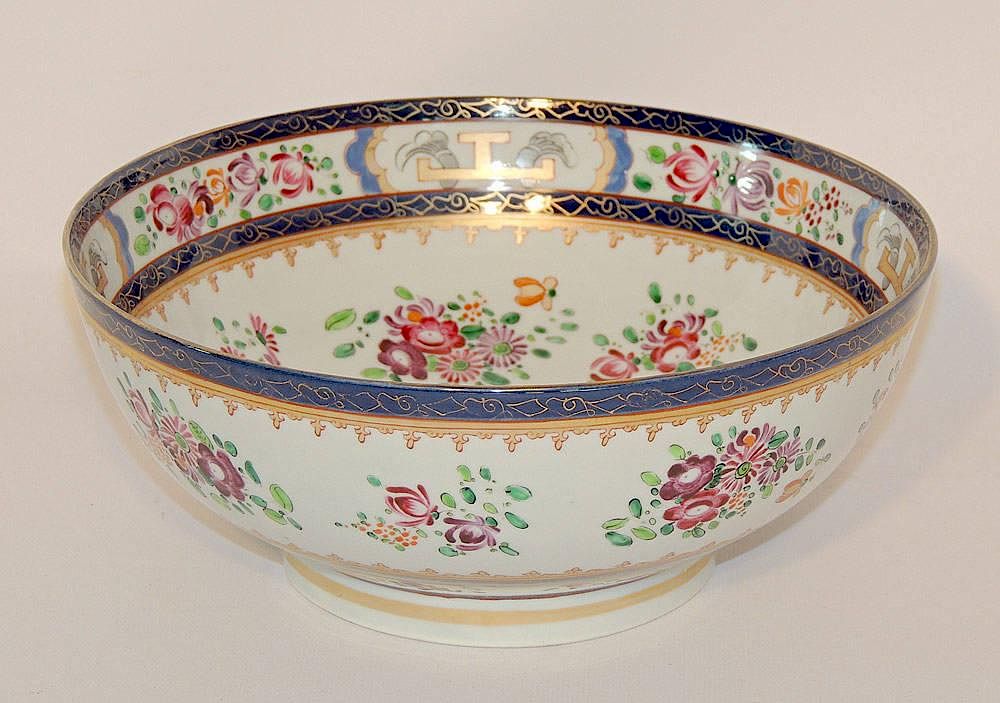 Appraisal: Chinese Export Porcelain Serving Bowl Decorated with floral spray tall