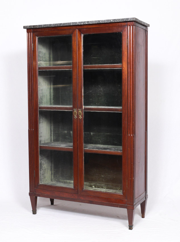 Appraisal: CONTINENTAL DOOR MARBLE TOP BOOKCASE Marble top glass doors with