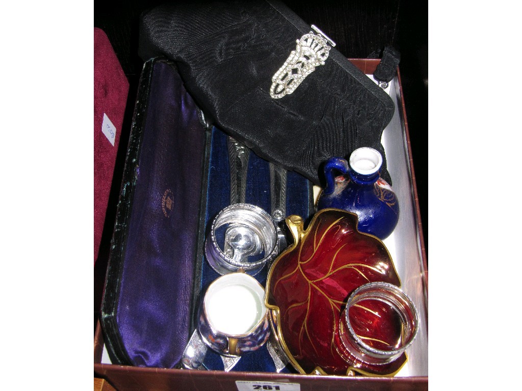 Appraisal: Box of miscellania - Carlton dish cocktail bag etc