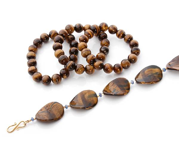 Appraisal: Tiger's Eye Quartz Suite of Jewelry