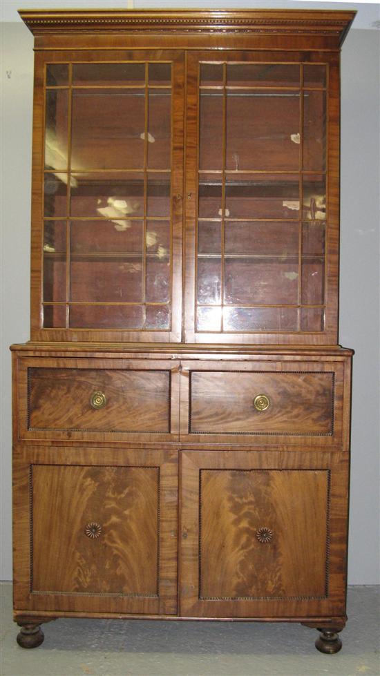 Appraisal: Late George III mahogany secretaire bookcase the interior fitted with