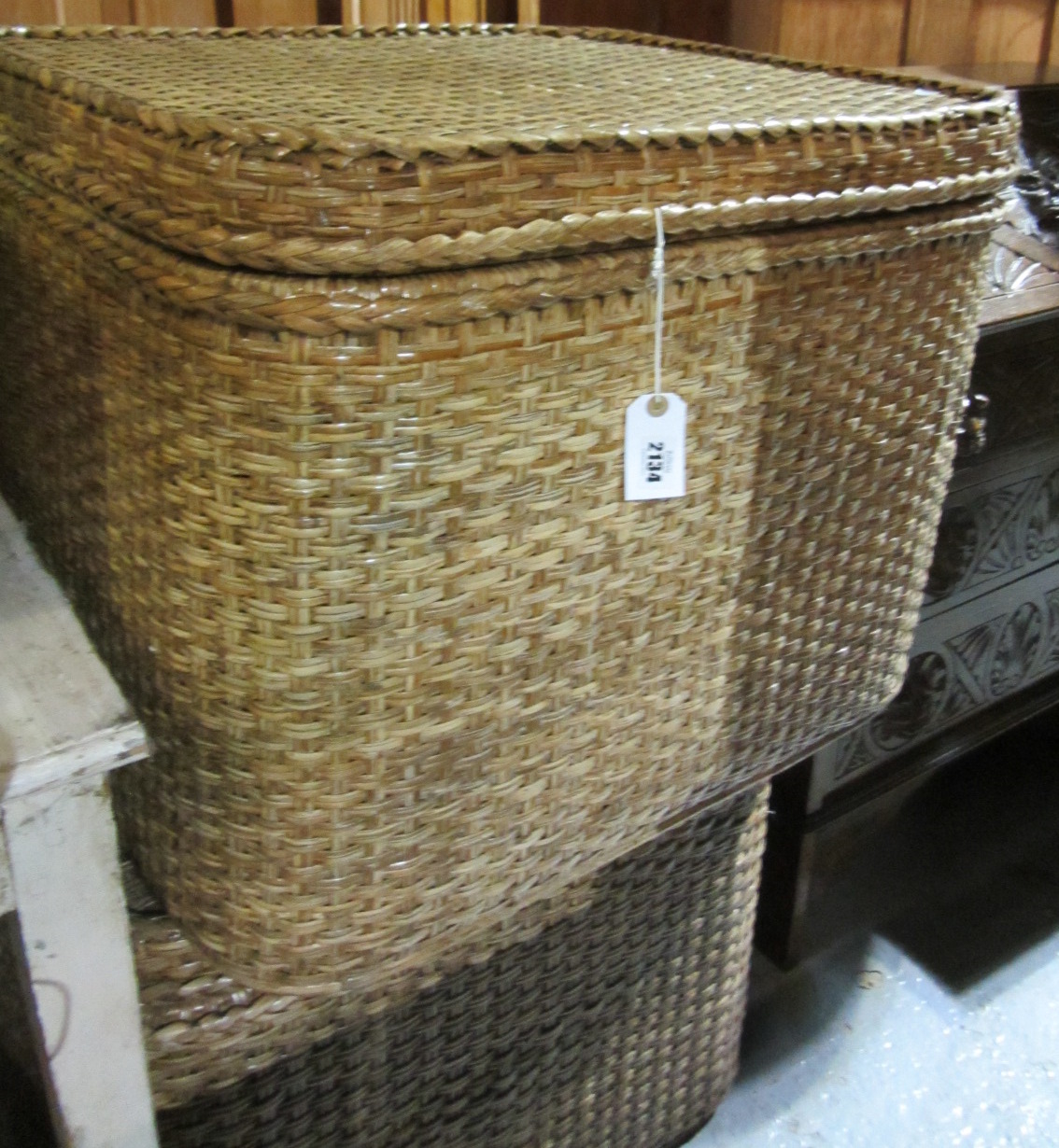 Appraisal: A pair of th century Oriental wicker baskets