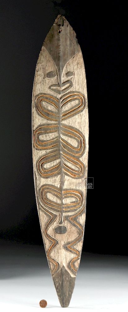 Appraisal: Papua New Guinea Carved Painted Wood Bullroarer Australia Papua New