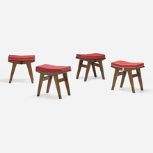 Appraisal: Pierre Jeanneret LOW STOOLS FROM CHANDIGARH SET OF FOUR France