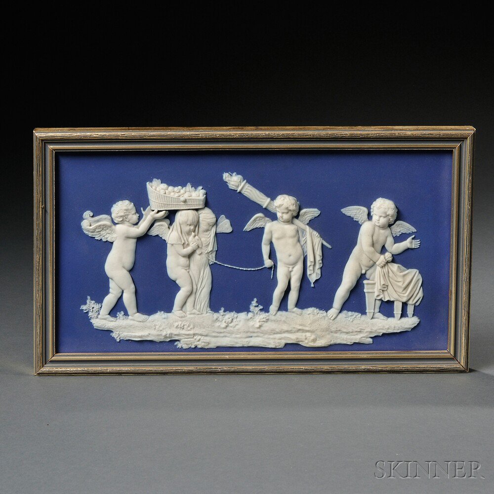 Appraisal: Wedgwood Dark Blue Jasper Dip Plaque England mid- th century