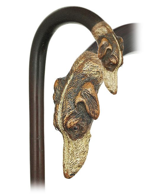 Appraisal: All Snake Wood Dog Day Cane Ca -Slender all snake