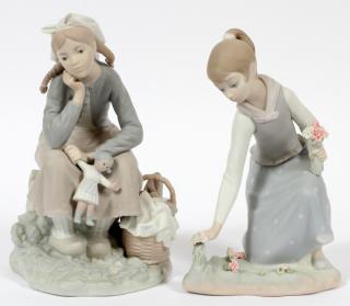 Appraisal: LLADRO BISQUE FIGURES LLADRO BISQUE FIGURES H Girl with flowers