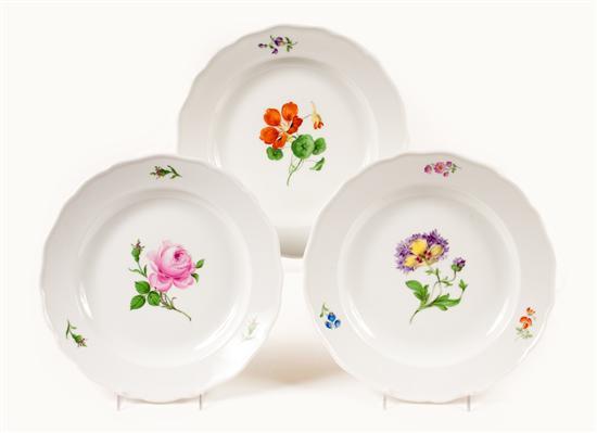 Appraisal: Set of six Meissen floral painted porcelain dinner plates th