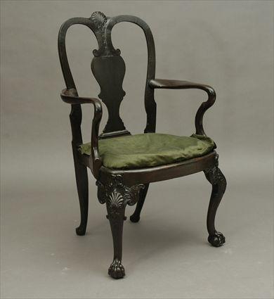 Appraisal: Queen Anne-Style Mahogany Armchair