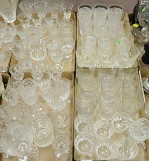 Appraisal: Five box lots of cut glass and pressed glass goblets