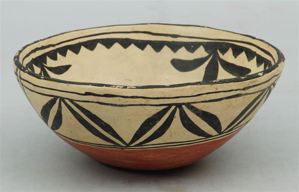 Appraisal: COCHITI POTTERY BOWL TURN OF TH CENTURY black geometric and